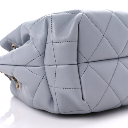Chanel Lambskin Quilted CC Dweller Drawstring Bucket Bag Light Grey 8 of 9