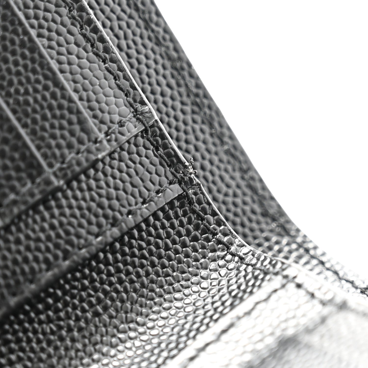 Saint Laurent Grain De Poudre Matelasse Chevron Monogram Compact Zip Around Wallet Black 9 of 11