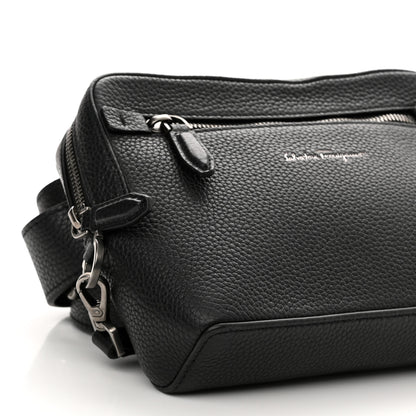 Salvatore Ferragamo Grained Calfskin Zip Around Convertible Bag Black 8 of 9