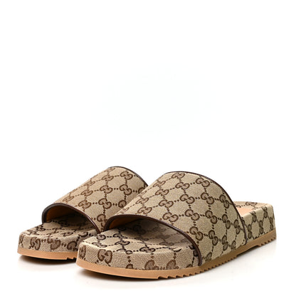 Gucci Canvas GG Monogram Mens Slide Sandals 9 Beige 3 of 9