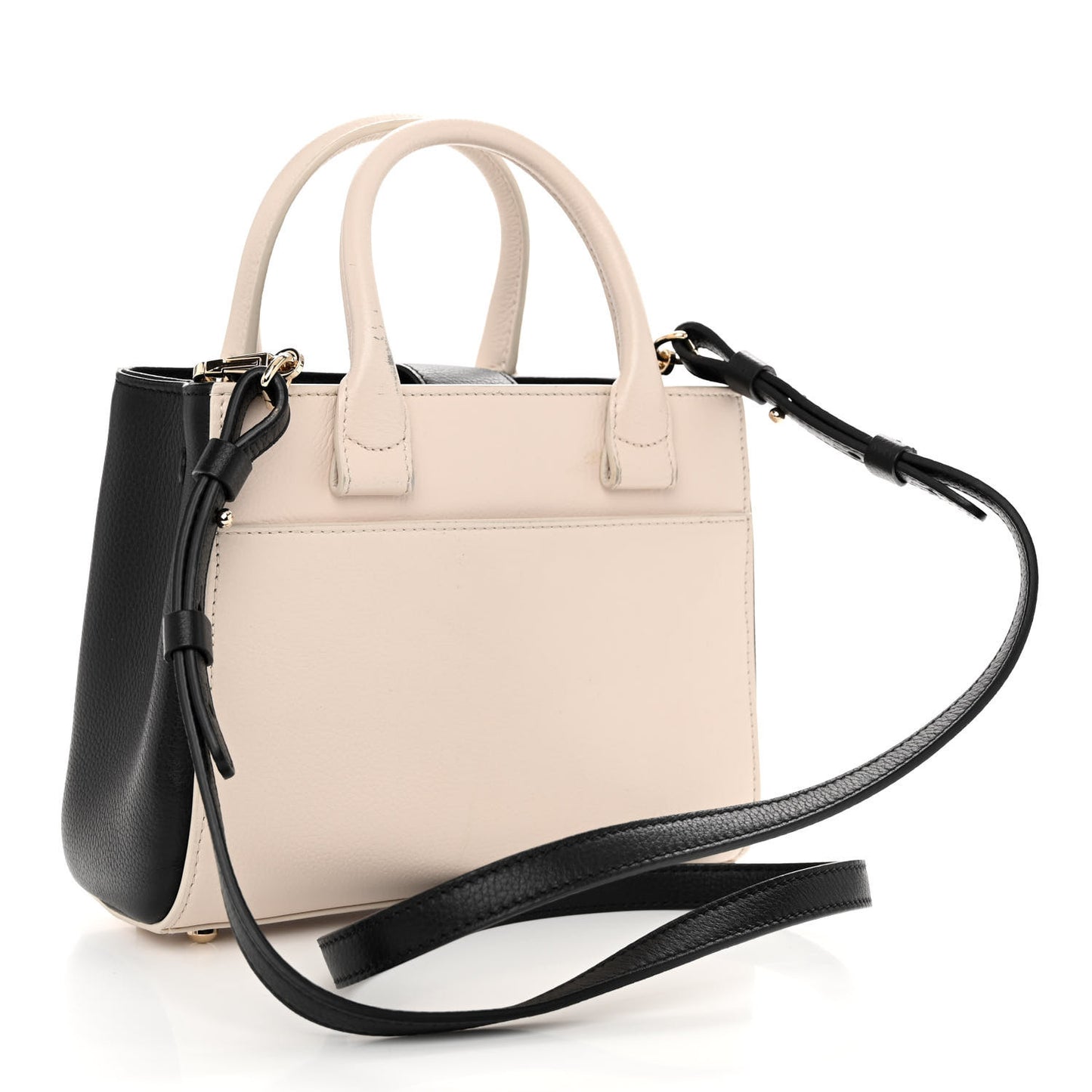 Grained Calfskin Mini Bi-Color Neo Executive Shopper Tote Beige Black