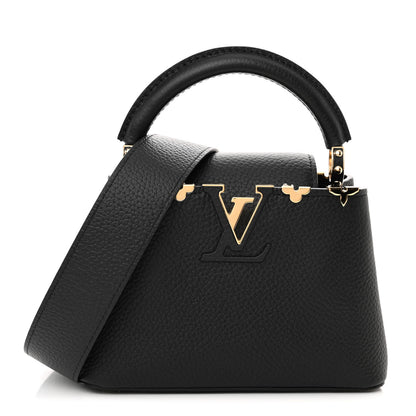 Louis Vuitton Taurillon Embellished Flower Crown Capucines Mini Black 1 of 9