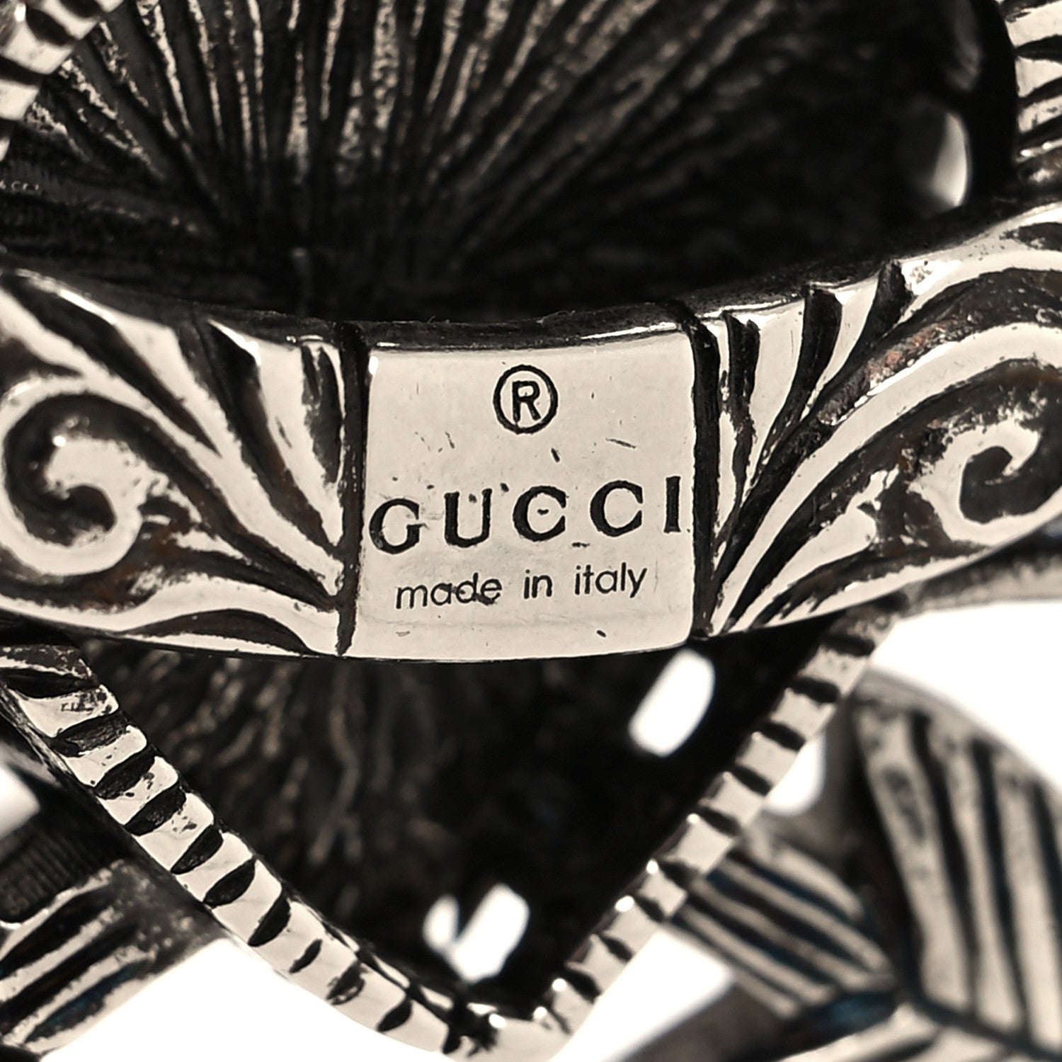 Gucci Metal Crystal Guccy Necklace Aged Silver 5 of 5