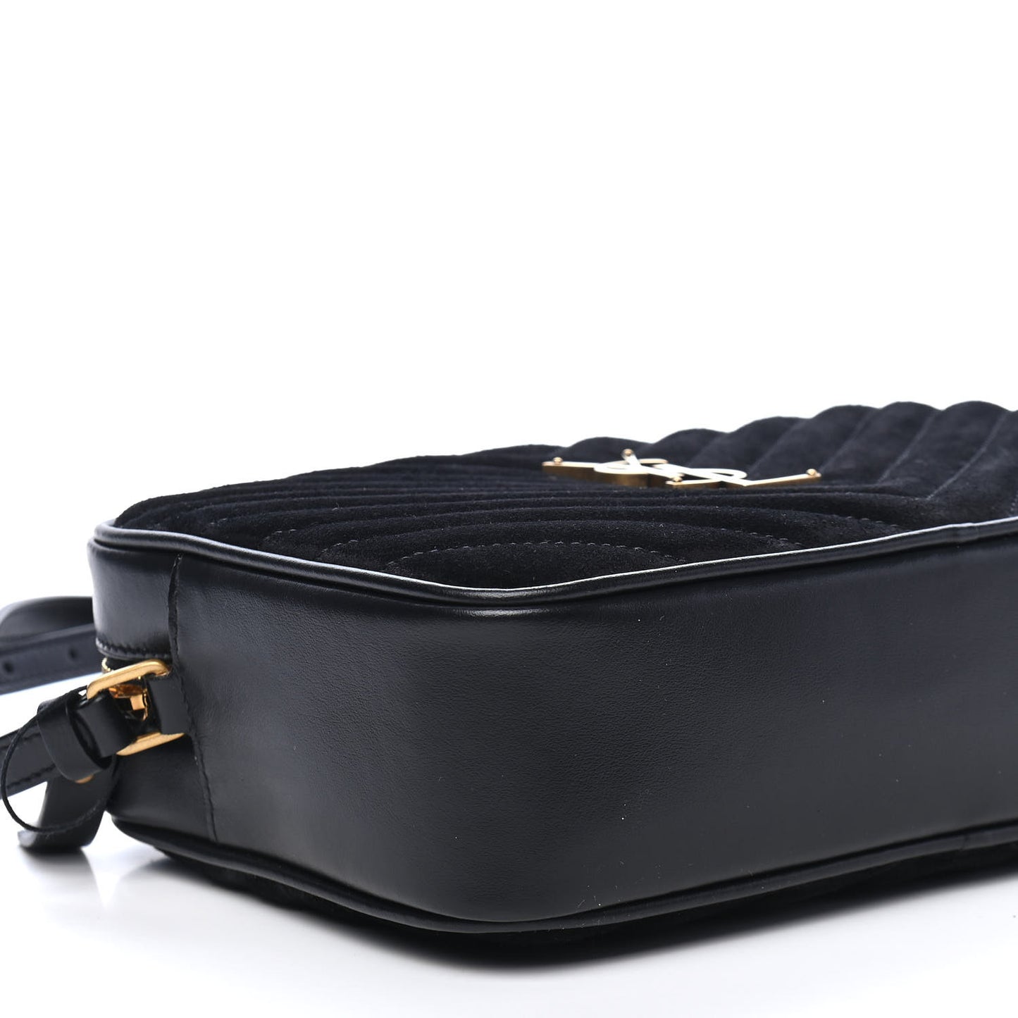 Suede Calfskin Monogram Lou Camera Bag Black