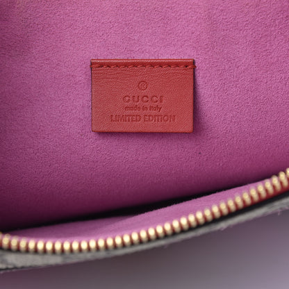 Gucci GG Supreme Monogram Bosco Patch Zip Pouch Beige Malva Hibiscus Red 6 of 11