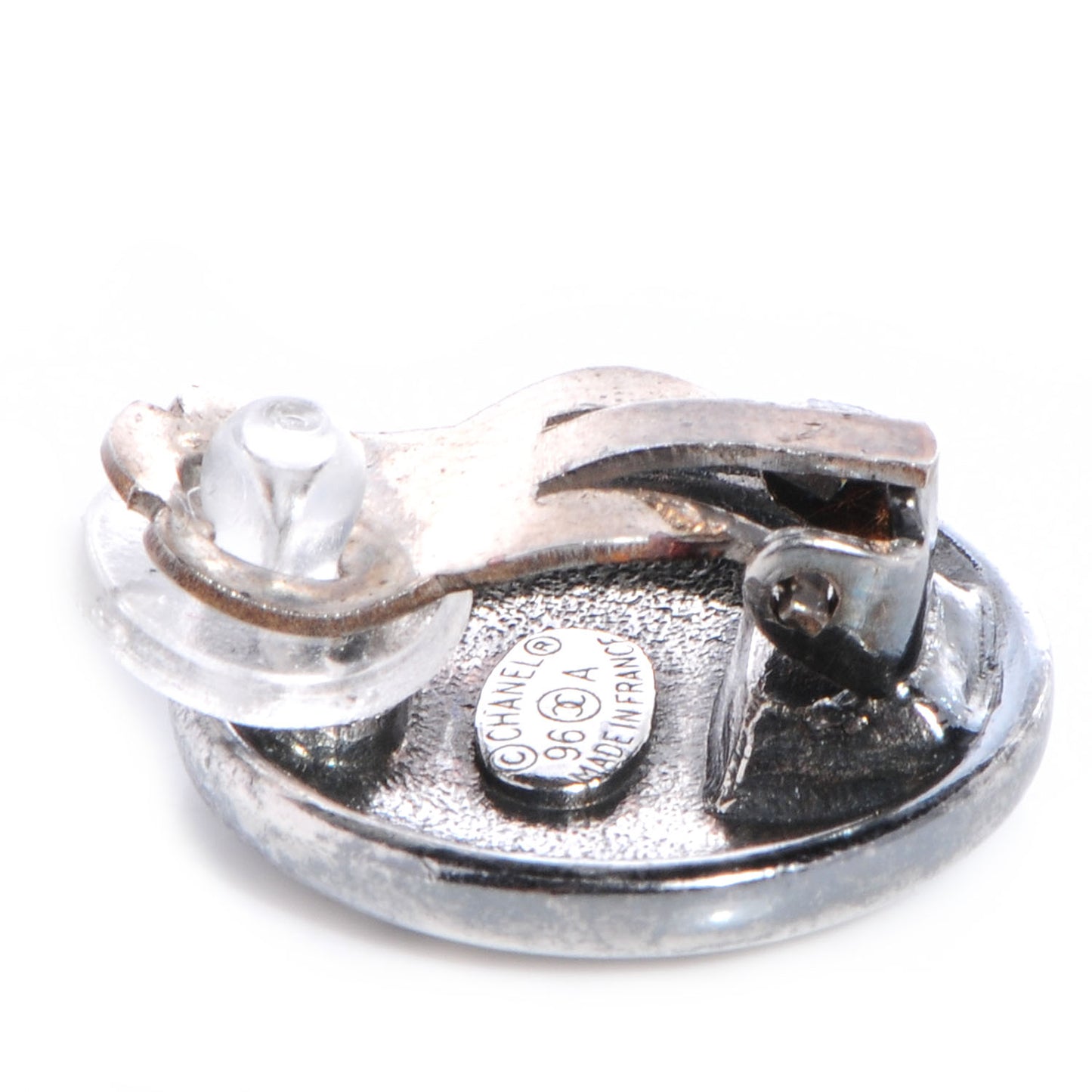 Metal Round CC Clip On Earrings