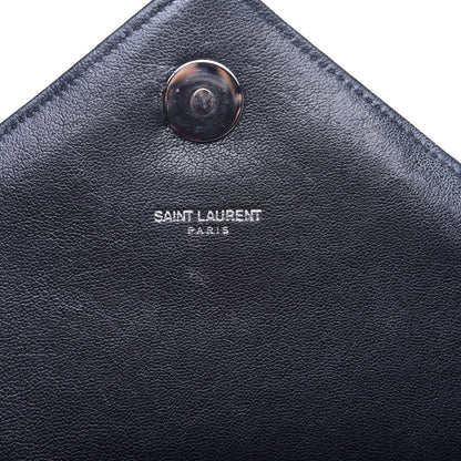 Saint Laurent Sheepskin Matelasse Chevron Monogram Monochrome Large College Satchel Black 12 of 13
