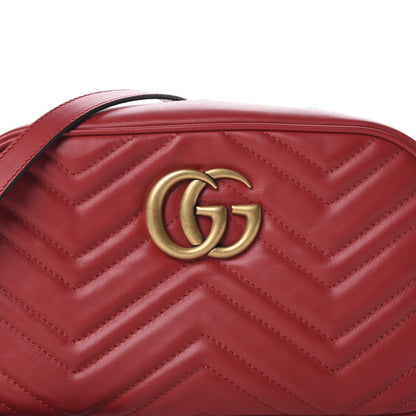 Gucci Calfskin Matelasse Small GG Marmont Chain Shoulder Bag Hibiscus Red 9 of 10