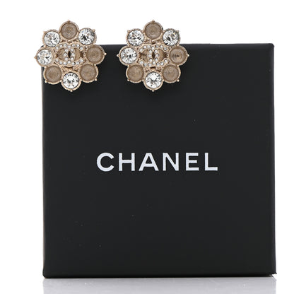 Chanel Crystal CC Flower Earrings Gold 6 of 6
