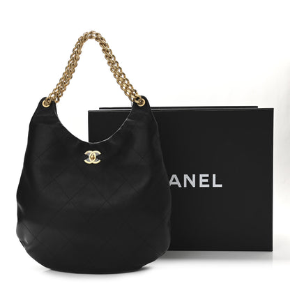 Chanel Calfskin Quilted Maxi Chain Hobo Black 11 of 11