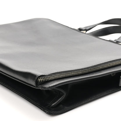 Prada Saffiano Cuir Travel Front Zip Pocket Briefcase Black 8 of 8