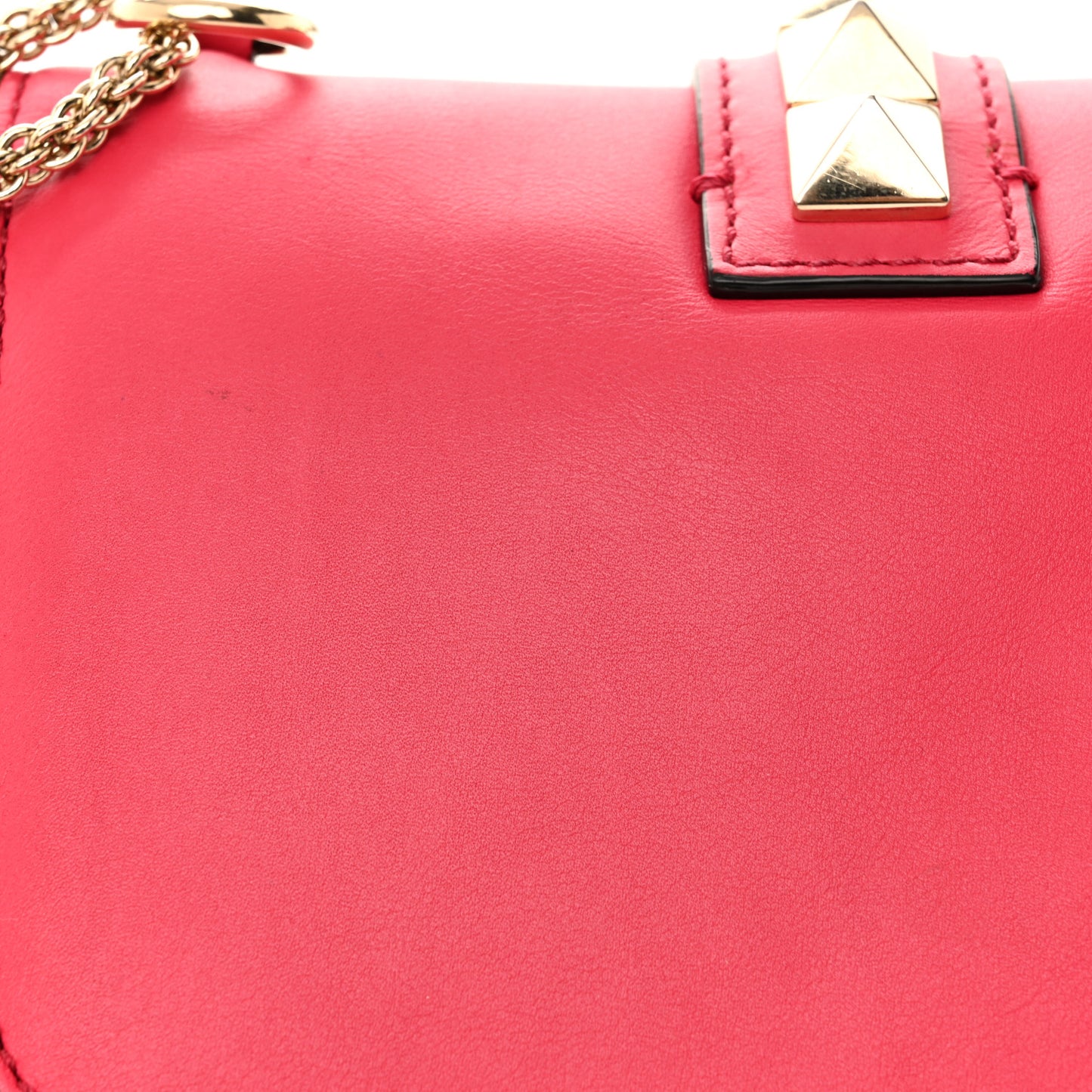 Vitello Small Glam Lock Rockstud Flap Deep Fuxia