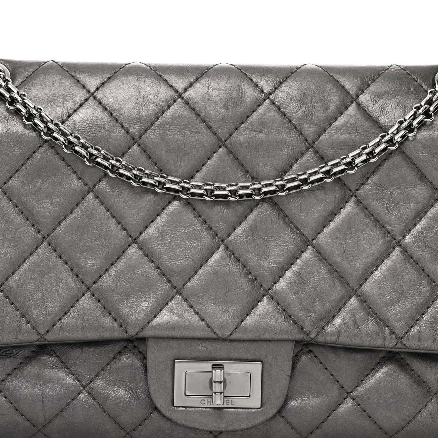 Metallic Aged Calfskin Quilted 2.55 Reissue 226 Flap Silver