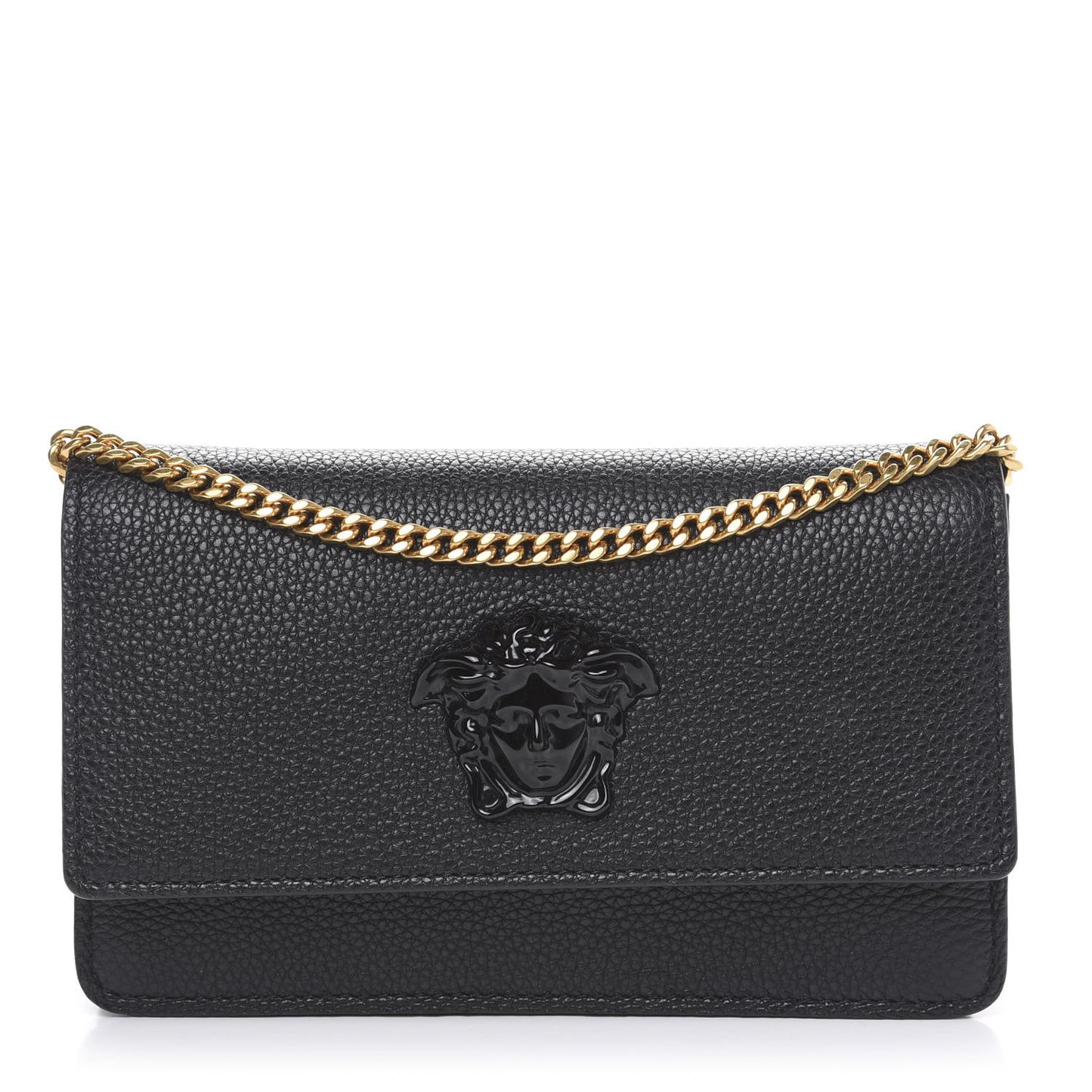 Grained Calfskin Palazzo Chain Evening Bag Black