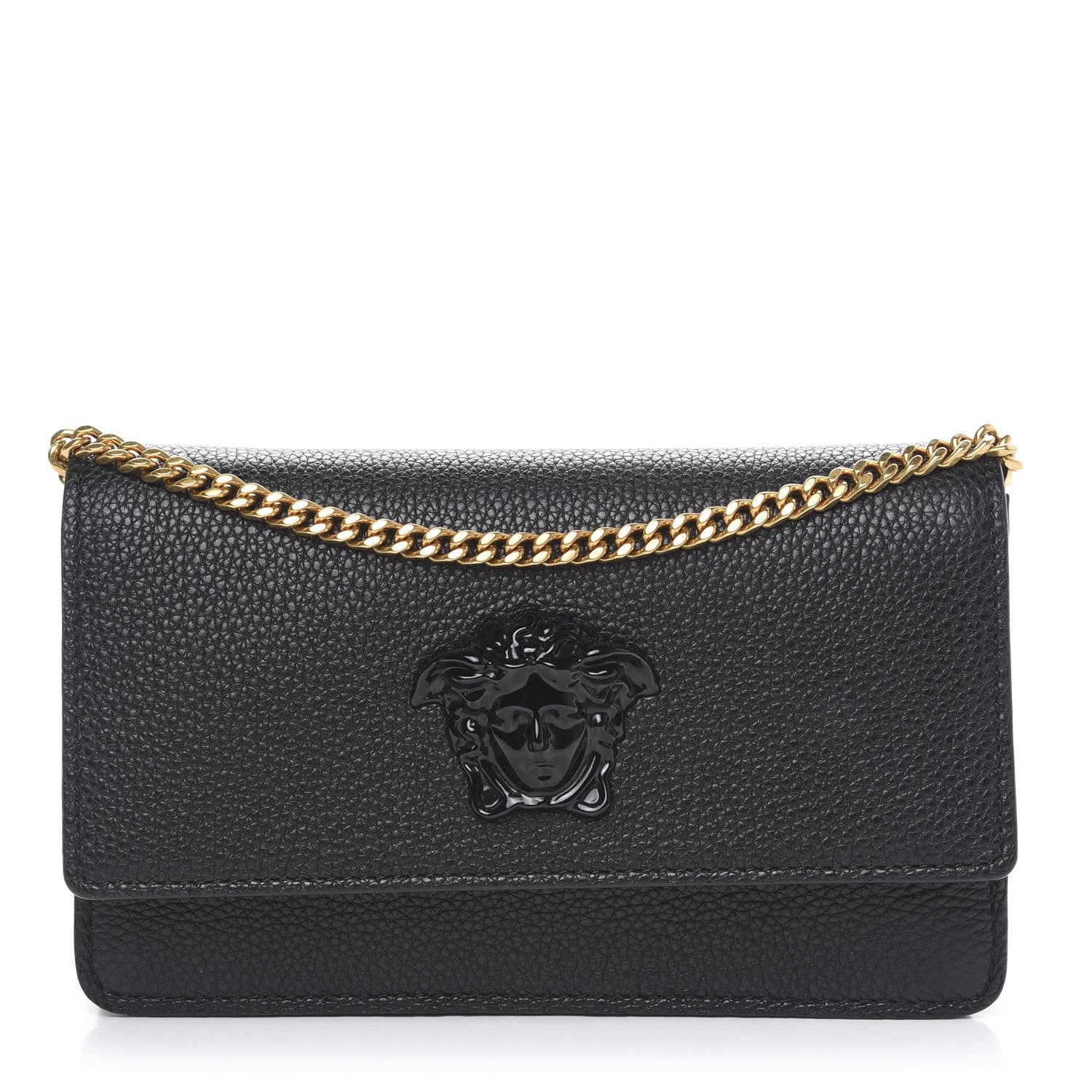 Versace Grained Calfskin Palazzo Chain Evening Bag Black 1 of 8