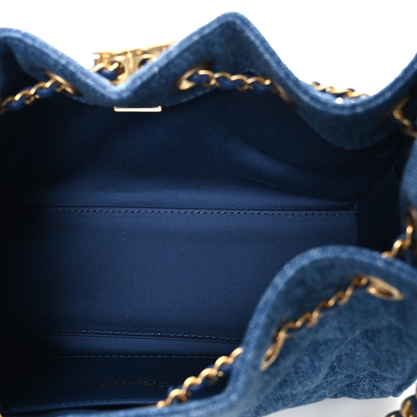 Cotton Wool Tweed Quilted Mini Chanel 25 Handbag Black Blue