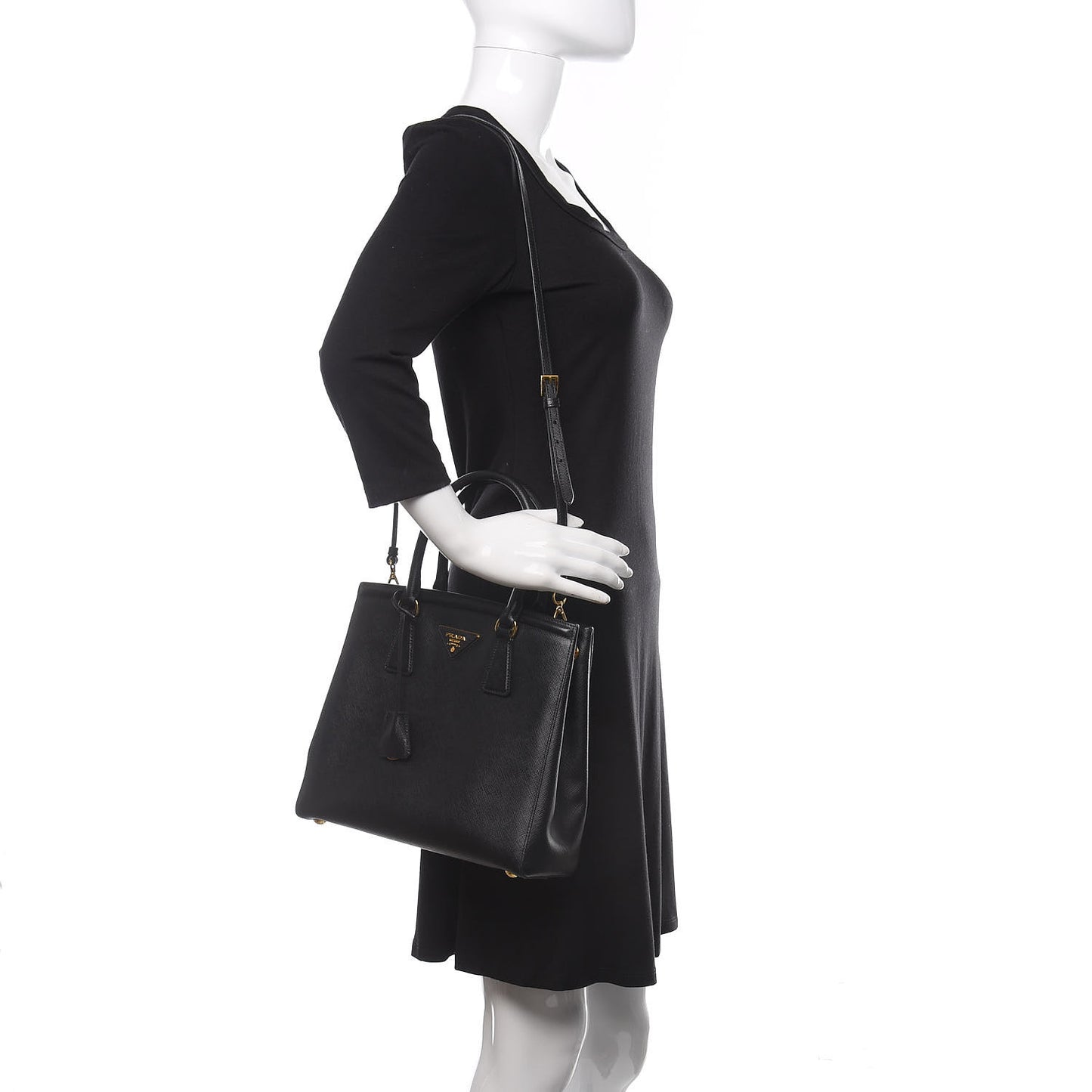 Saffiano Lux Small Parabole Tote Black