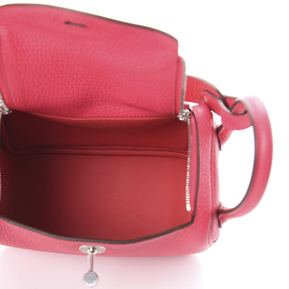 Hermes Taurillon Clemence Mini Lindy 20 Rose Extreme 4 of 7