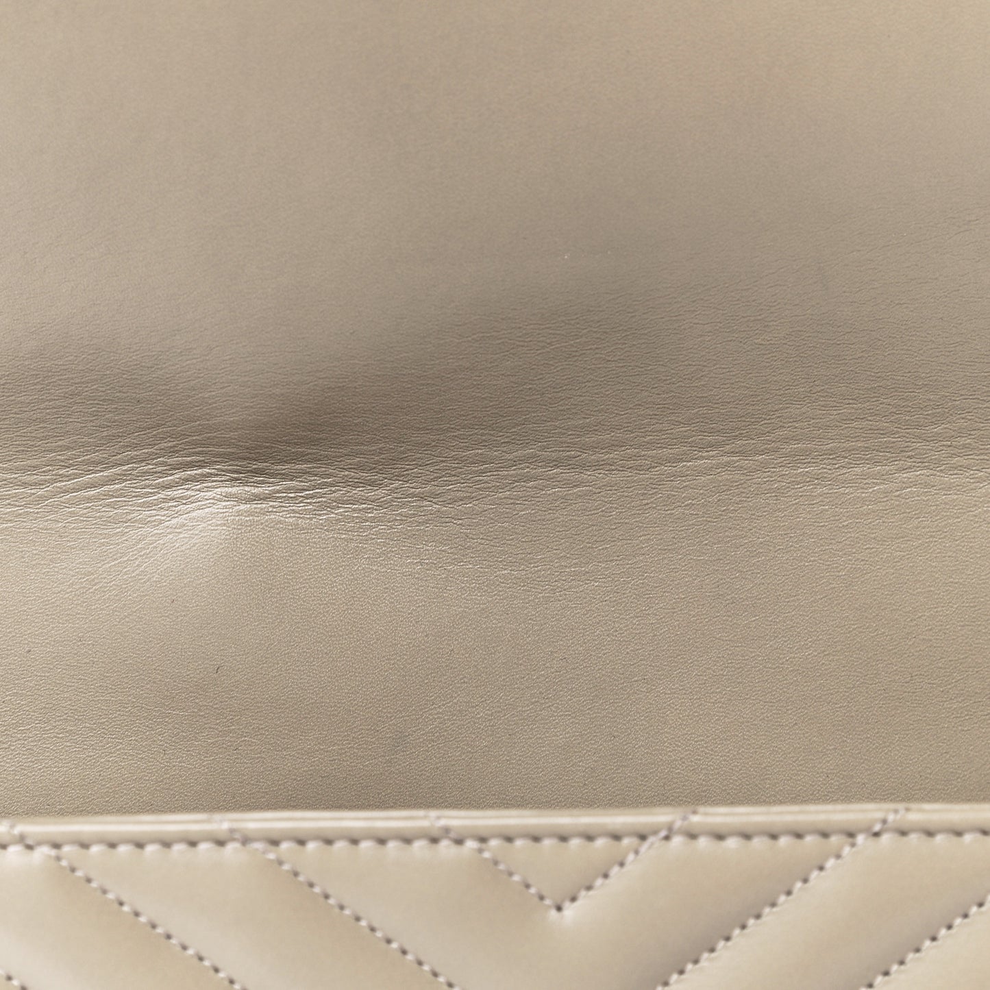 Lambskin Matelasse Chevron Large Monogram Satchel Beige
