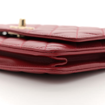 Chanel Lambskin Quilted Trendy CC Wallet On Chain WOC Red 10 of 14