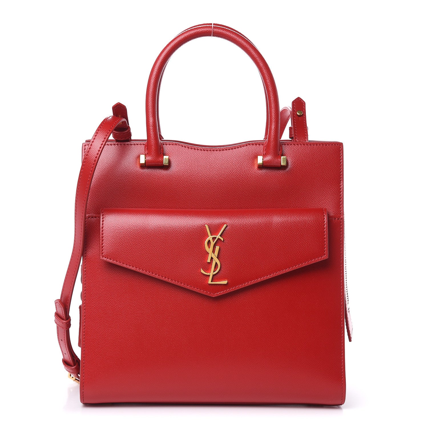 Saint Laurent Grain De Poudre Small Uptown Tote Rouge Eros 1 of 9