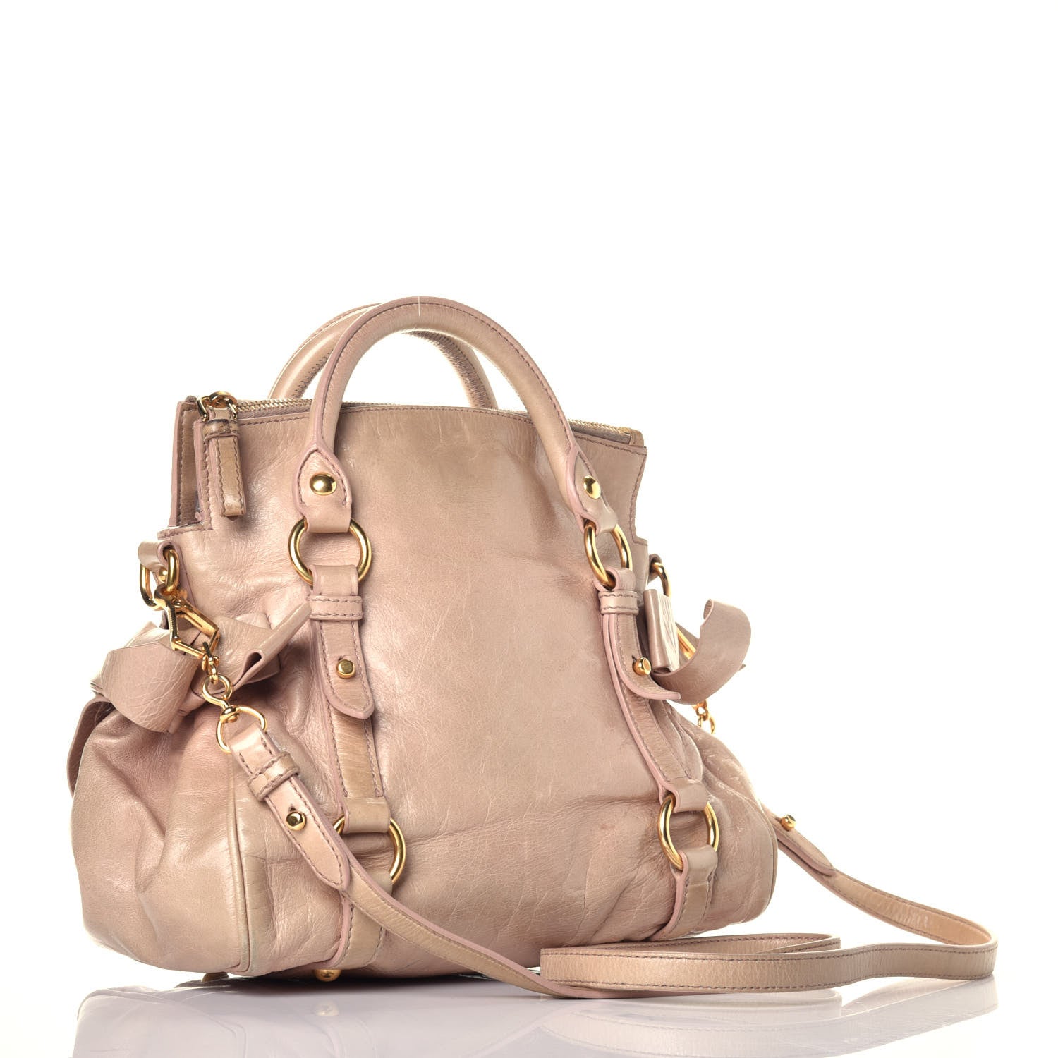 Miu Miu Vitello Lux Mini Bow Bag Cipria 5 of 12