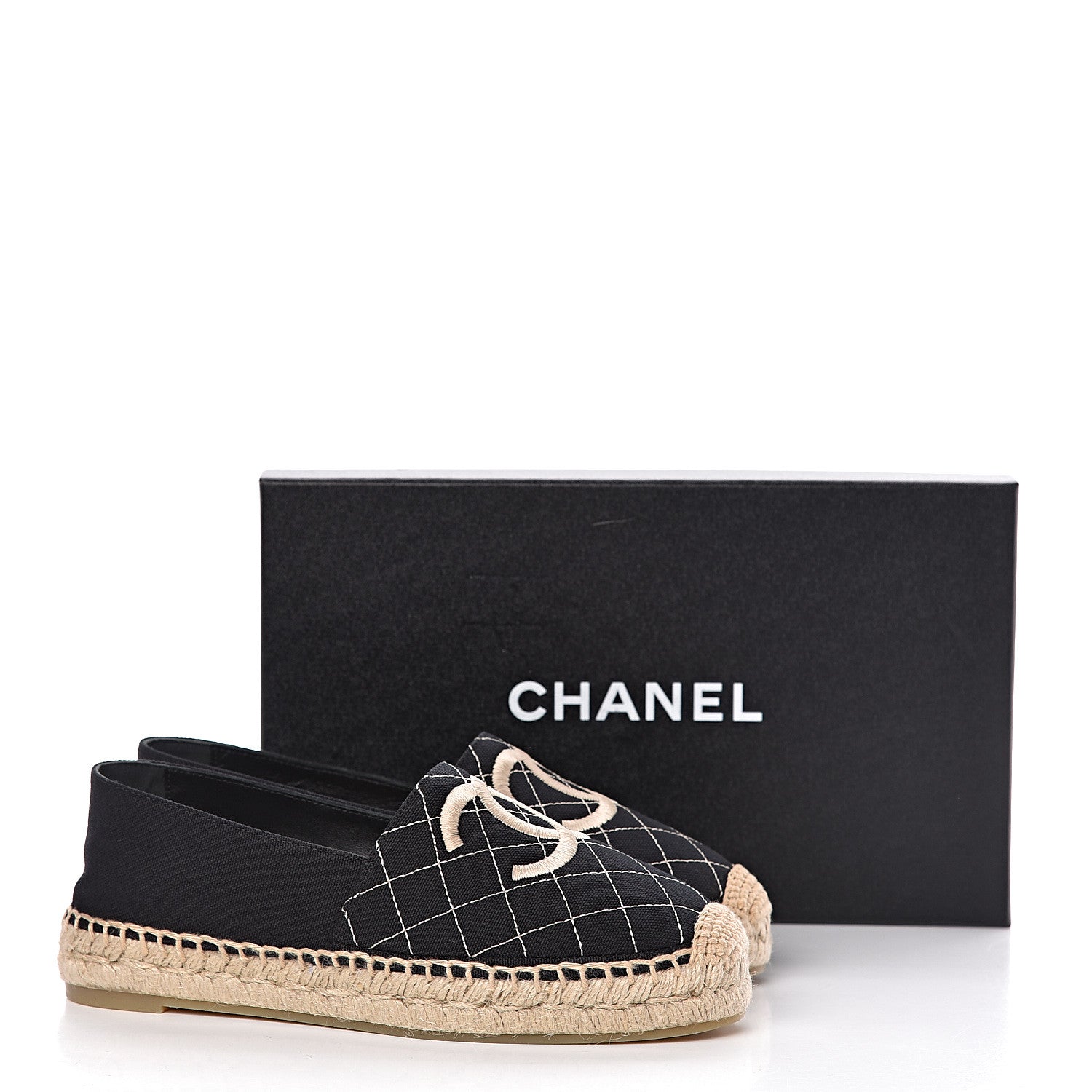 Chanel Fabric Biarritz CC Espadrilles 37 Black 11 of 11