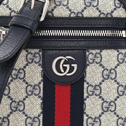 Gucci GG Supreme Monogram Textured Calfskin Web Mini Ophidia Messenger Beige Blue 8 of 10
