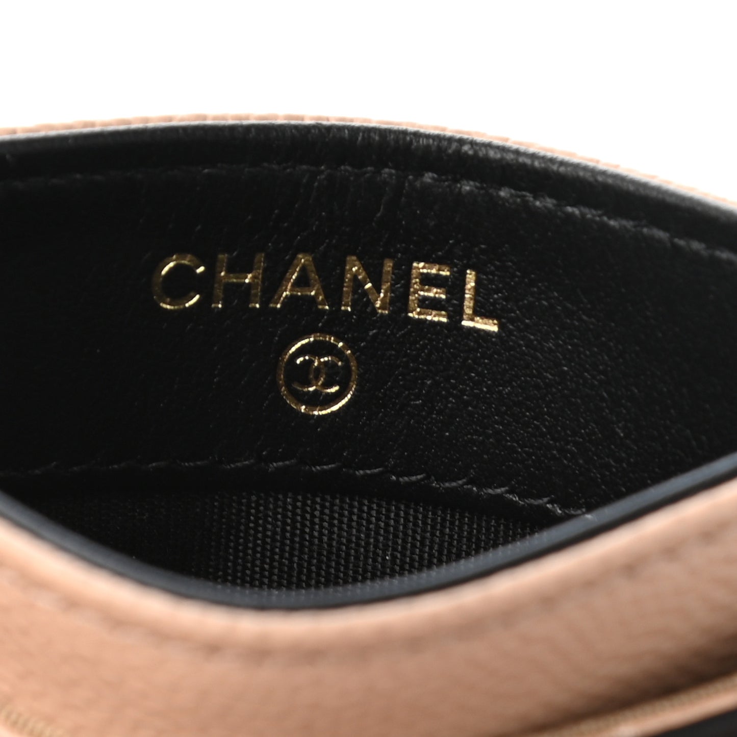 Caviar Quilted Filigree Card Holder Beige Black