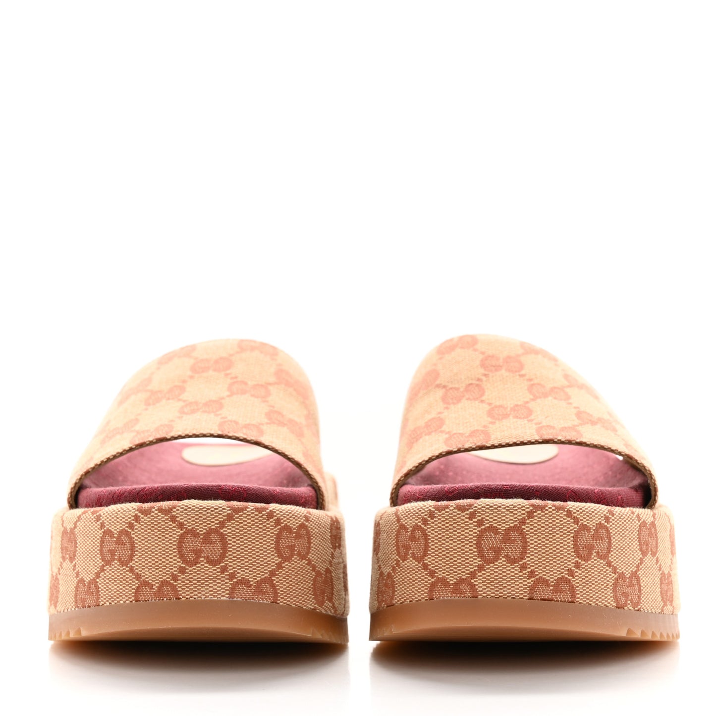 Canvas GG Monogram Angelina Platform Slide Sandals 35 Beige Ruggine