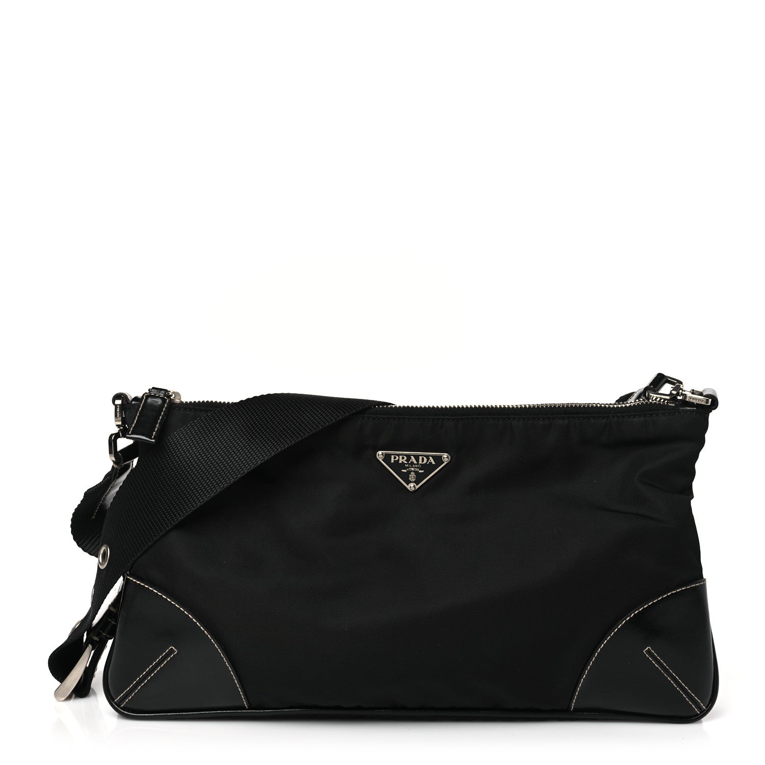 Prada Tessuto Light Nylon Soft Calf Shoulder Bag Black 1 of 9