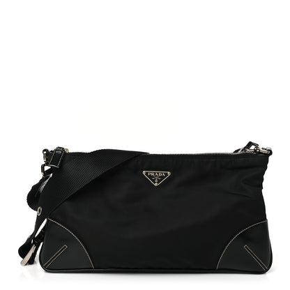 Prada Tessuto Light Nylon Soft Calf Shoulder Bag Black 1 of 9