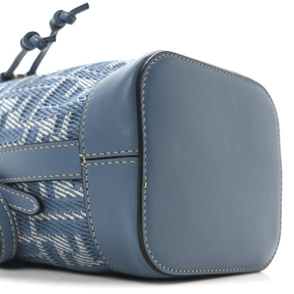 Fendi Denim Jacquard FF Effect Vitello Grace Multicolor Mini Mon Tresor Bucket Bag Blue White 9 of 10