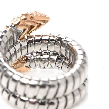 Bulgari Stainless Steel 18K Rose Gold Diamond Serpenti Tubogas Ring 53 6.25 5 of 5