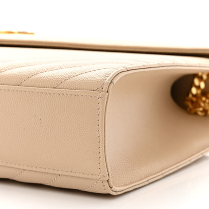 Saint Laurent Grain De Poudre Matelasse Chevron Large Monogram Satchel Nude Powder 9 of 9
