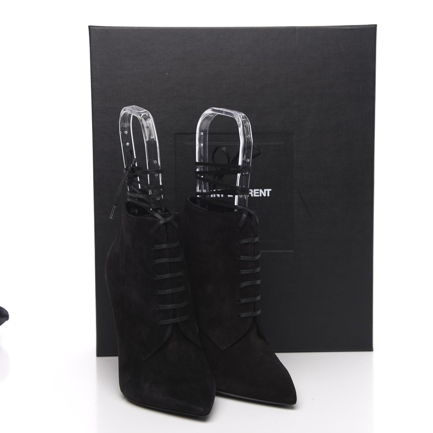Saint Laurent Suede Kiki Lace-Up Ankle Boot 36 Black 10 of 10