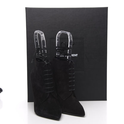 Saint Laurent Suede Kiki Lace-Up Ankle Boot 36 Black 10 of 10