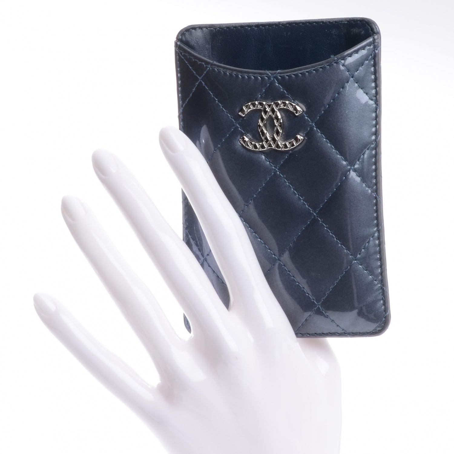 Chanel Patent Quilted iPhone Case Blue 2 of 7