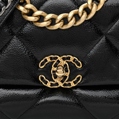 Chanel Shiny Crumpled Calfskin Quilted Medium Chanel 19 Flap Black 8 of 10