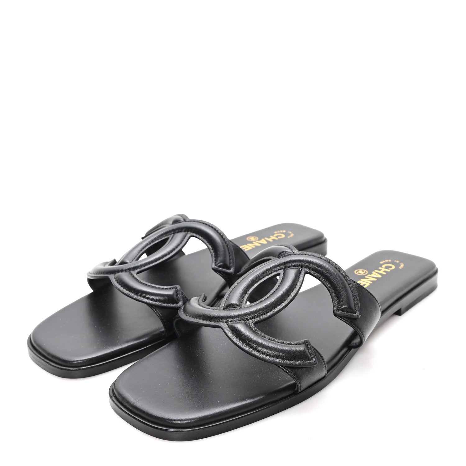Chanel Lambskin CC Cut Out Mules Sandals 41 Black 4 of 9