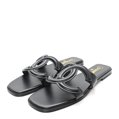 Chanel Lambskin CC Cut Out Mules Sandals 41 Black 4 of 9