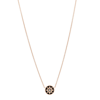 Christian Dior 18K Rose Gold Diamond Black Onyx Rose Des Vents Necklace 1 of 6