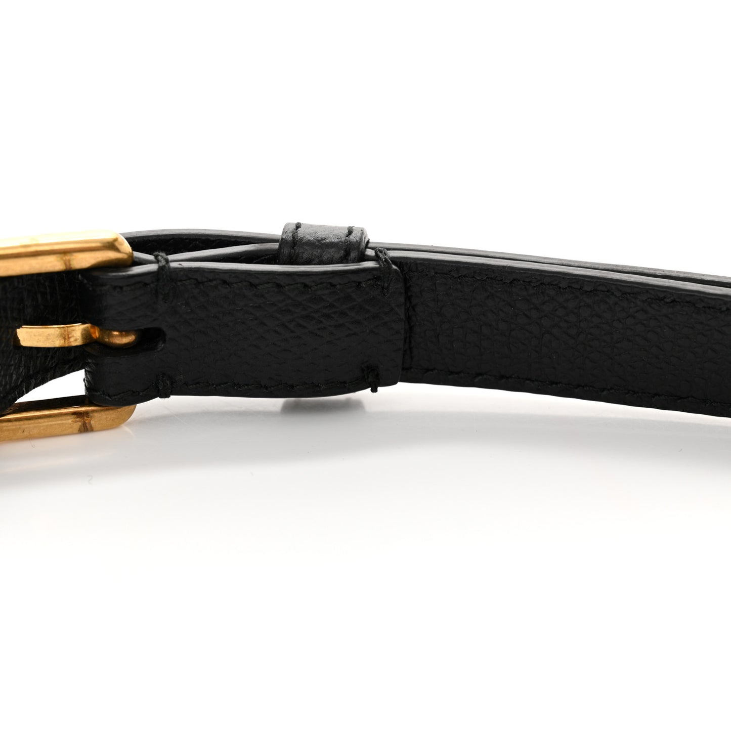Grained Calfskin Saddle Belt Clutch Black