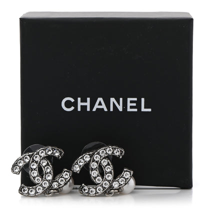 Chanel Ruthenium Crystal Pearl CC Drop Earrings 5 of 5