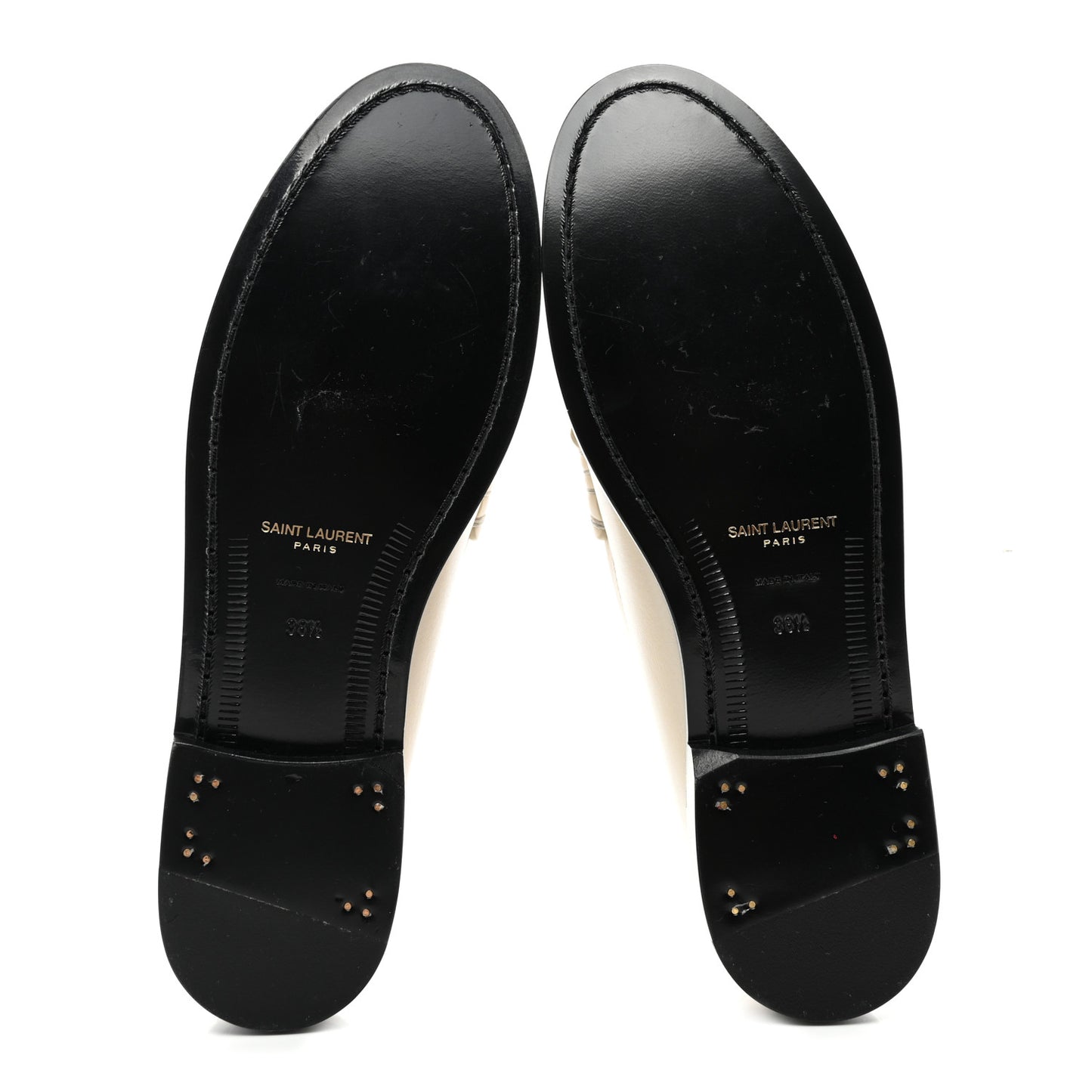 Calfskin Penny Loafers 38.5 Pearl