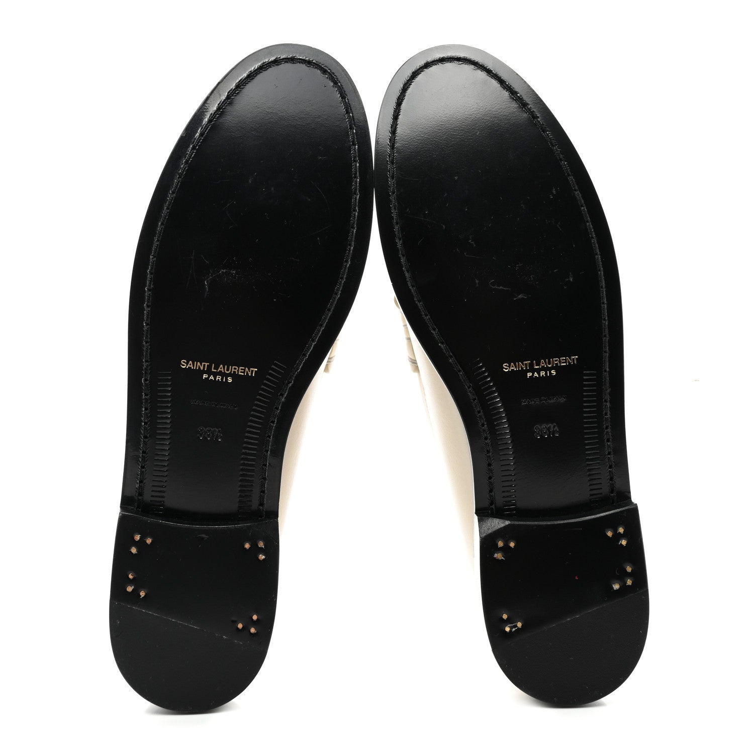 Saint Laurent Calfskin Penny Loafers 38.5 Pearl 5 of 10