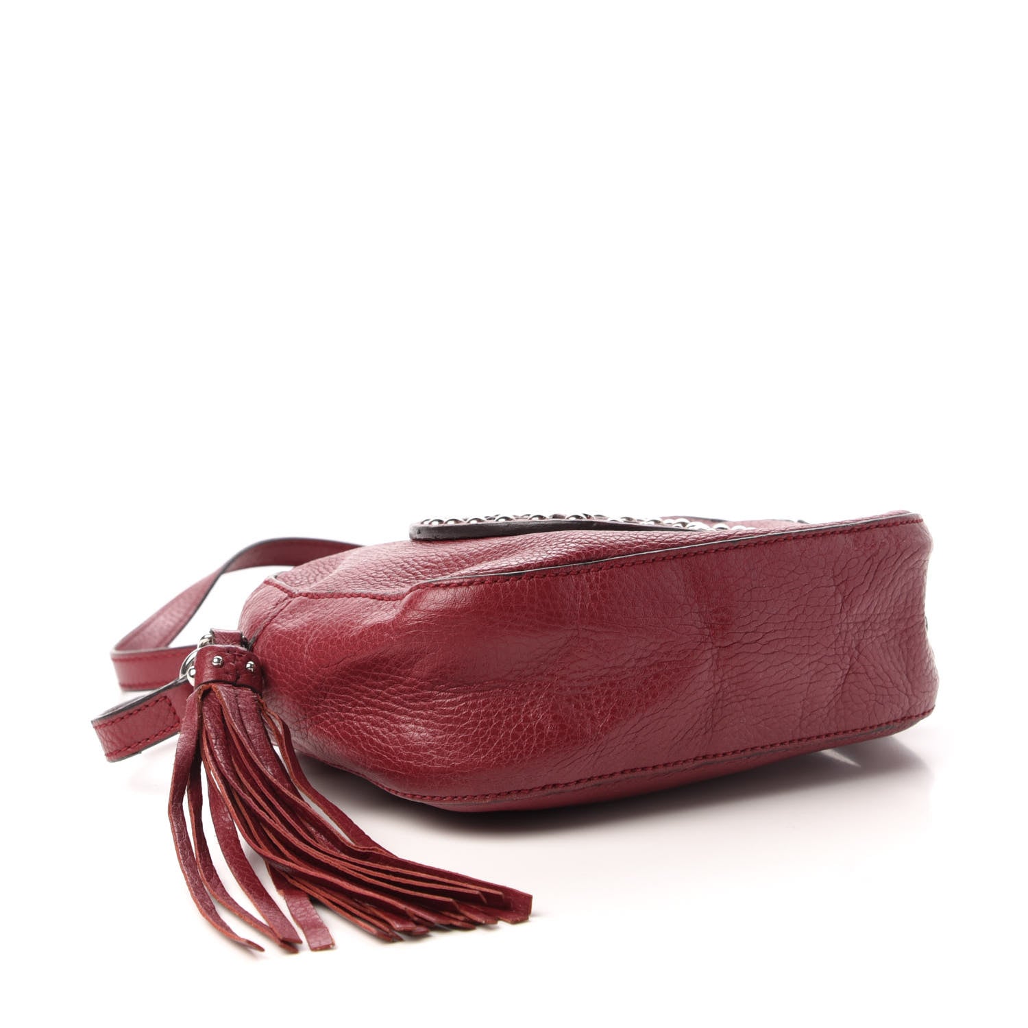 Gucci Pebbled Calfskin Studded Small Soho Disco Bag Soft Burgundy 4 of 8