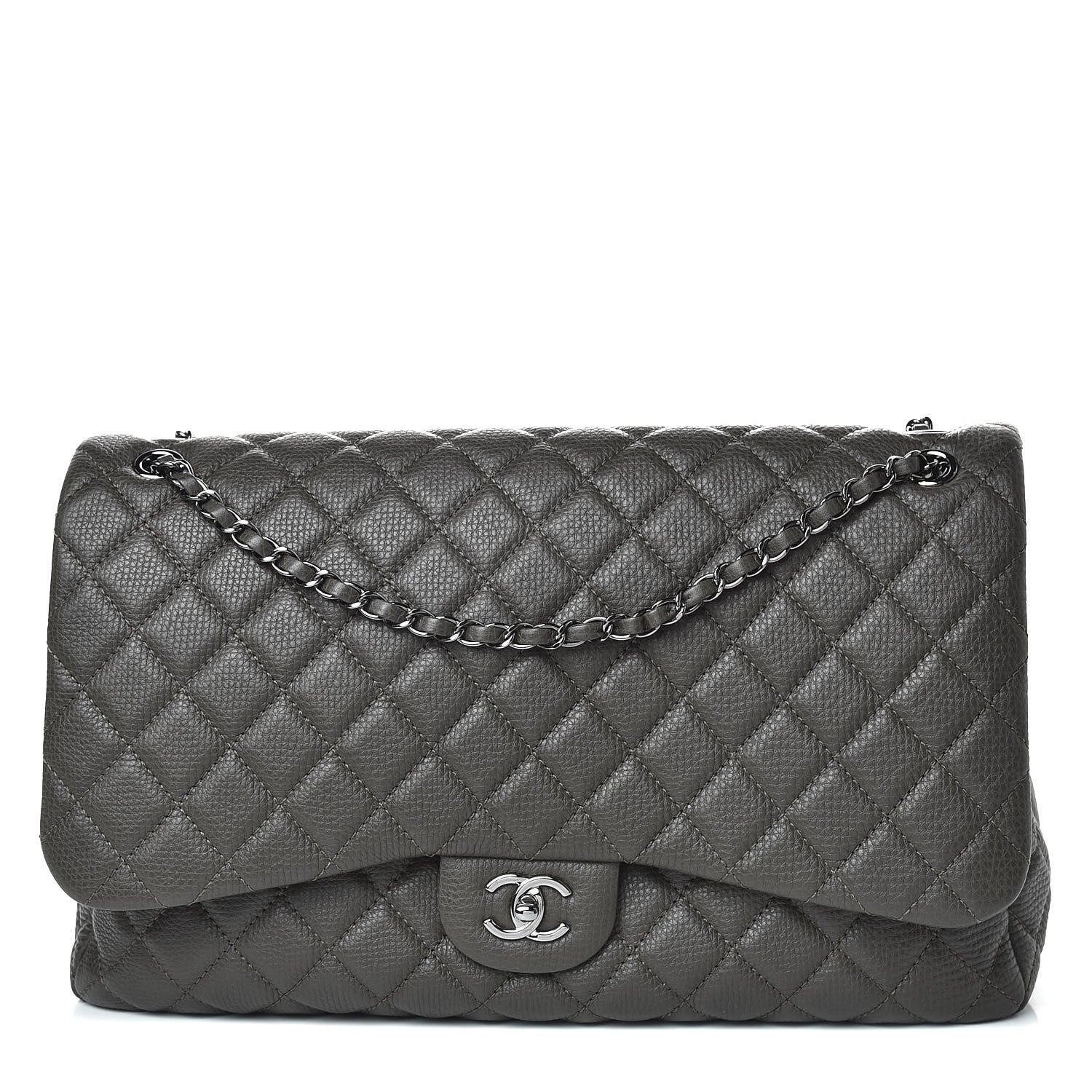 Chanel Calfskin Quilted Small XXL Travel Flap Bag Khaki 2 of 10