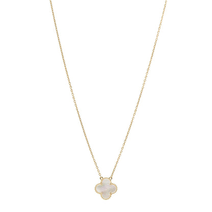 Van Cleef & Arpels 18K Yellow Gold Mother of Pearl Vintage Alhambra Pendant Necklace 1 of 6