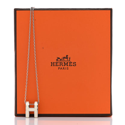 Hermes Lacquered Palladium Pop H Pendant Necklace White 8 of 8